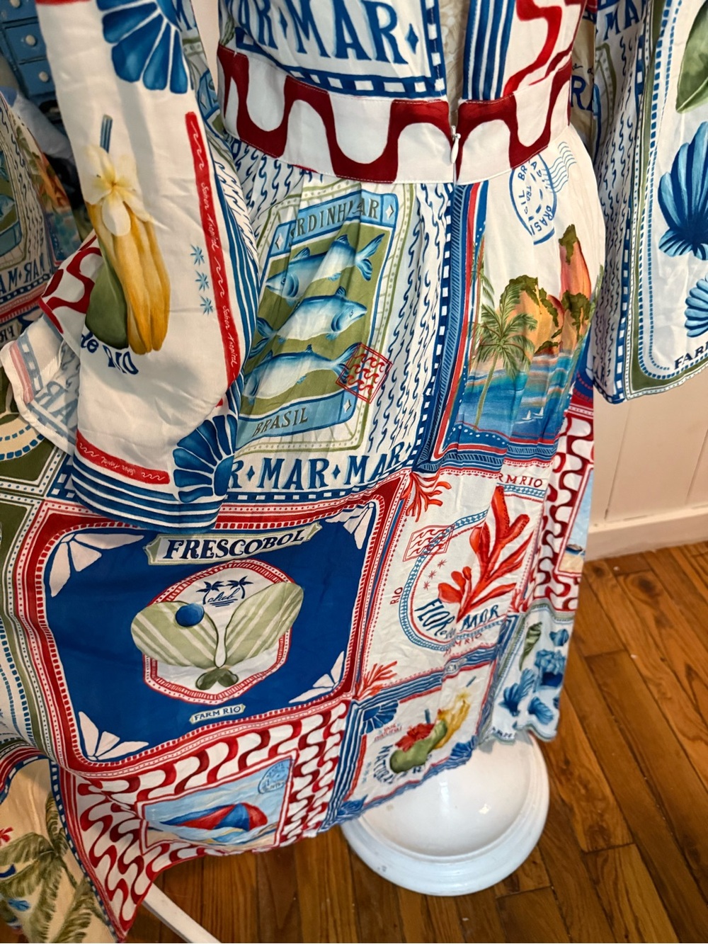 Farm Rio Bohemian Multi-Print Maxi Dress - Blue & White red - Picture 11 of 16